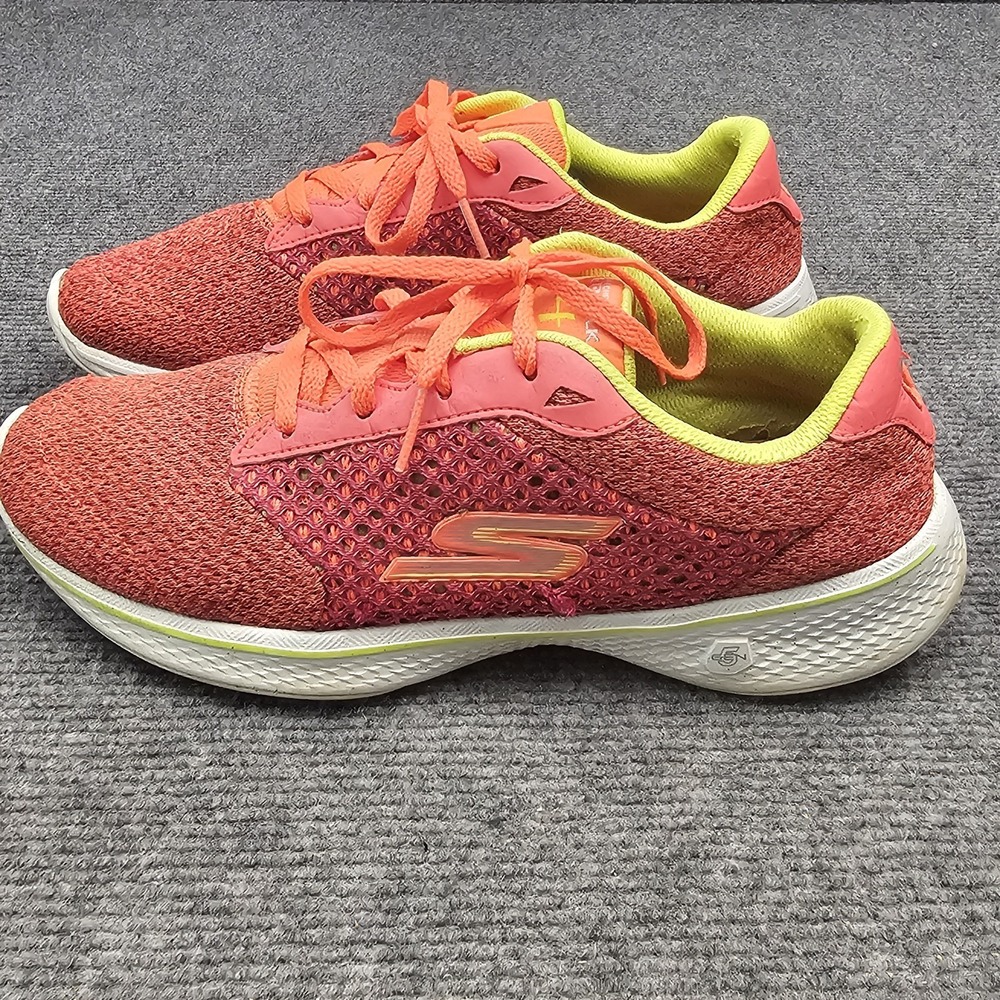 Skechers GO walk‎ 4 Exceed Women 7.5 Pink Lime 14146 Heathered Mesh Walking Shoe